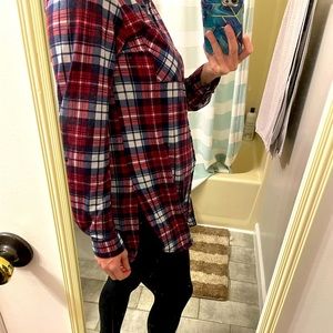 Flannel legging button down shirt